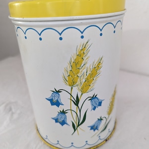Vintage Bluebells and Wheat Tea Canister