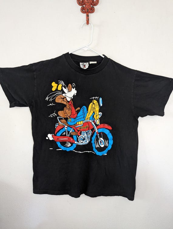 トップス 90s Disney AMERICAN CLASSIC Moter Cycle Vintage 90's Goofy Riding Motorcycle Single Stitch T-shirt - Etsy