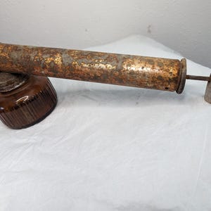 Vintage Garden Bug Sprayer w/Amber Glass Container