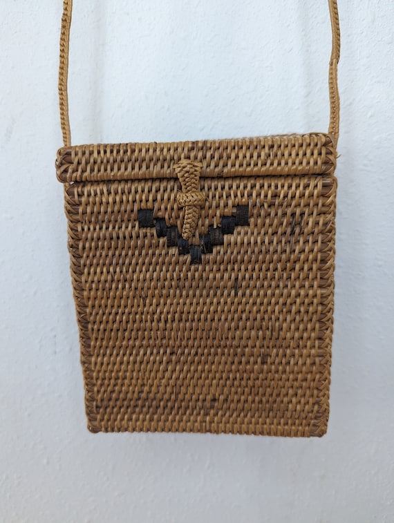 Vintage Wicker Crossbody Purse w loop Fasten Etsy