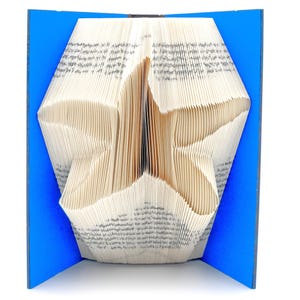 Starfish Book Sculpture, blue accented, upcycled book for unique home décor.