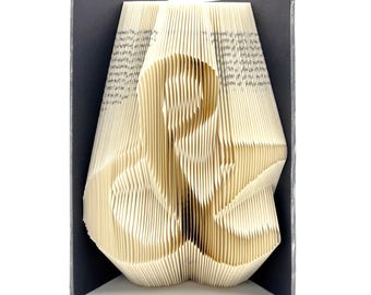 Ampersand Book Sculpture, black accented, upcycled book for unique home décor.