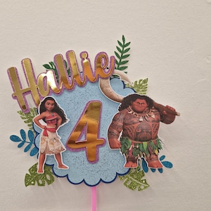 Moana theme cake topper personalised name and age