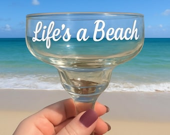 Vaso de margarita "La vida es una playa": regalo de cóctel personalizado