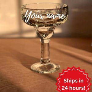 Custom Large Margarita Glass – Personalized Cocktail Glass – Bridal Shower, Bachelorette, Wedding or Housewarming Gift