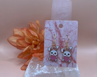 Bunny Earrings, Love Earrings, Valentines Day Earrings, Bunny Heart Earrings, Valentines Day Bunny Earrings, Rabbit Earrings