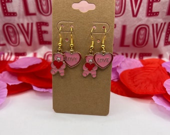 Valentines Day Earring Pack, Valentines Day Earrings, Heart and Bear Earrings, Heart Love Earrings, Teddy Bear Earrings