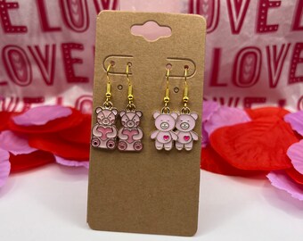 Valentines Day Earring Pack, Valentines Day Earrings, Bear Earrings, Teddy Bear Earrings, Pink Bear Earrings, Cute Bear Earrings