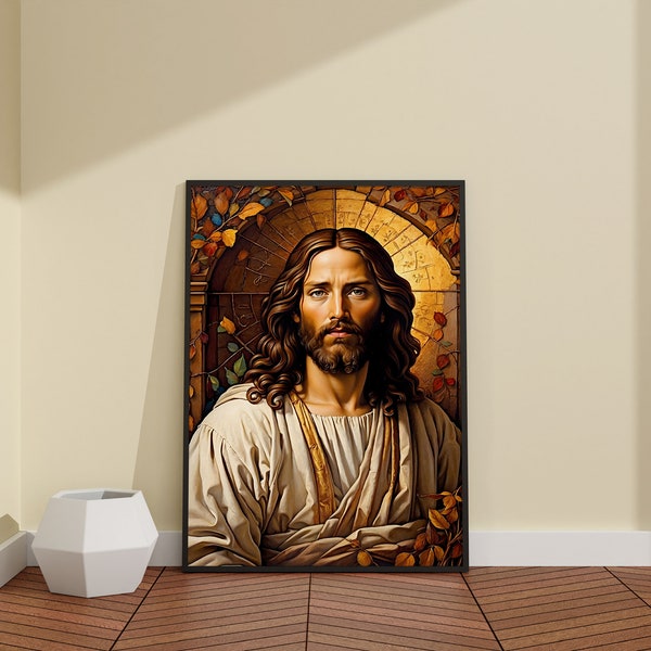 Christelijke kunst aan de muur/Jezus kunst aan de muur/de levende Christus/Jezus print/Jezus kunst/klaar om op te hangen/canvas poster/Jezus portret canvas