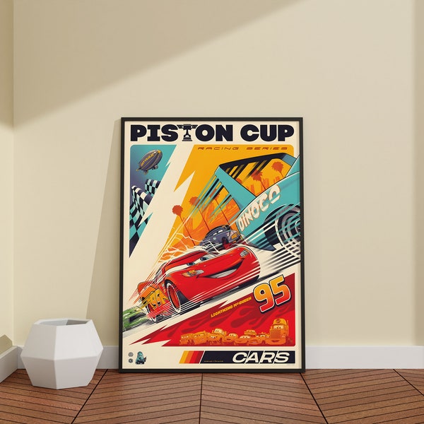 Pıston Cup Poster/Cars Monty McQueen Canvas/Anımatıon Movıe Cars Wall Art/Gıft For Kıds/Lıghtnıng McQueen/Dodge Vıper Cars Prınt Art/ PO31