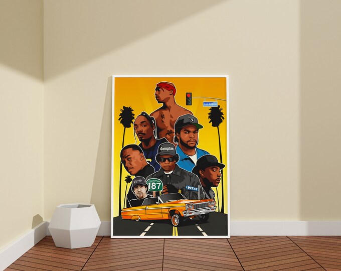 Hip Hop Rap Legends  Wall Art / Snoop Dogg Art/ Tupac Shakur Art / Eazy-E Art / Hip Hop Rap Legends Canvas / Rappers Poster Print / PO143