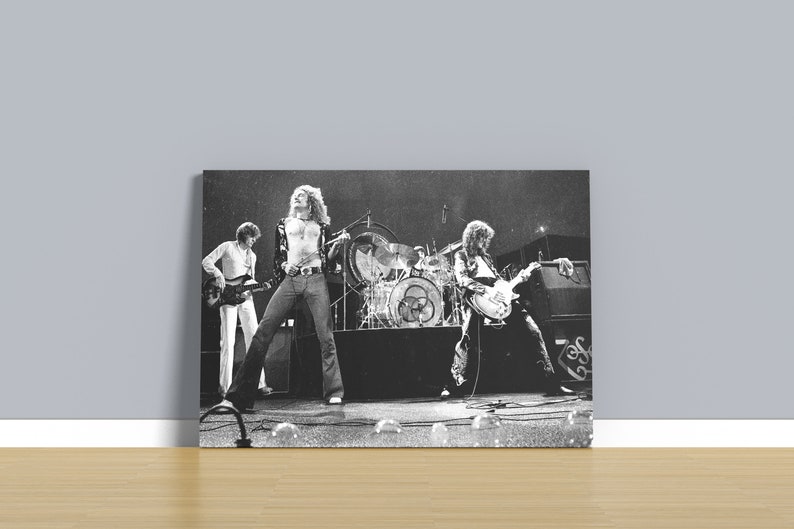 Led Zeppelin Wall Art / Black & White 1970s Music Band Canvas Wall Art
