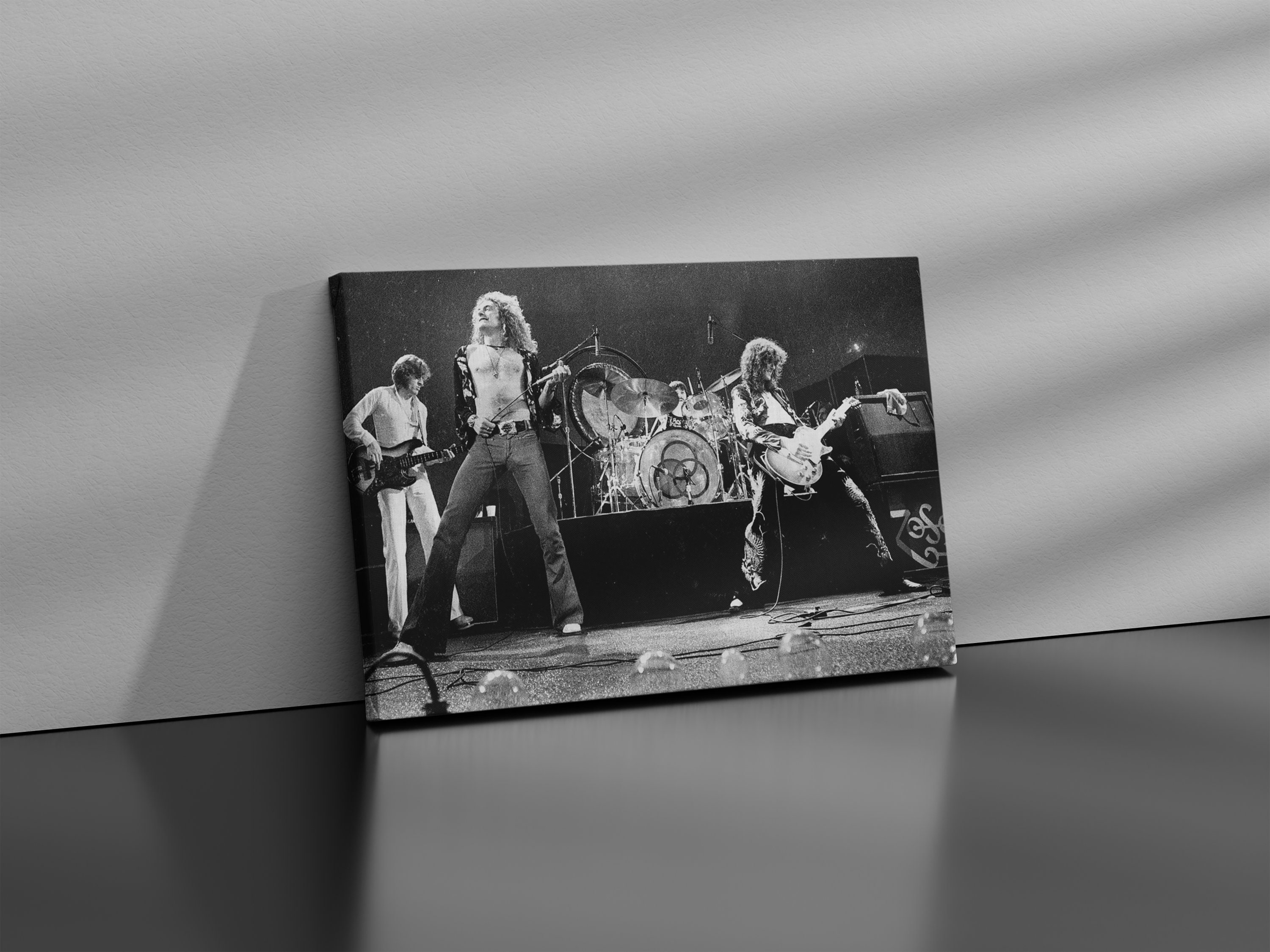 Led Zeppelin Wall Art / Black & White 1970s Music Band Canvas Wall Art