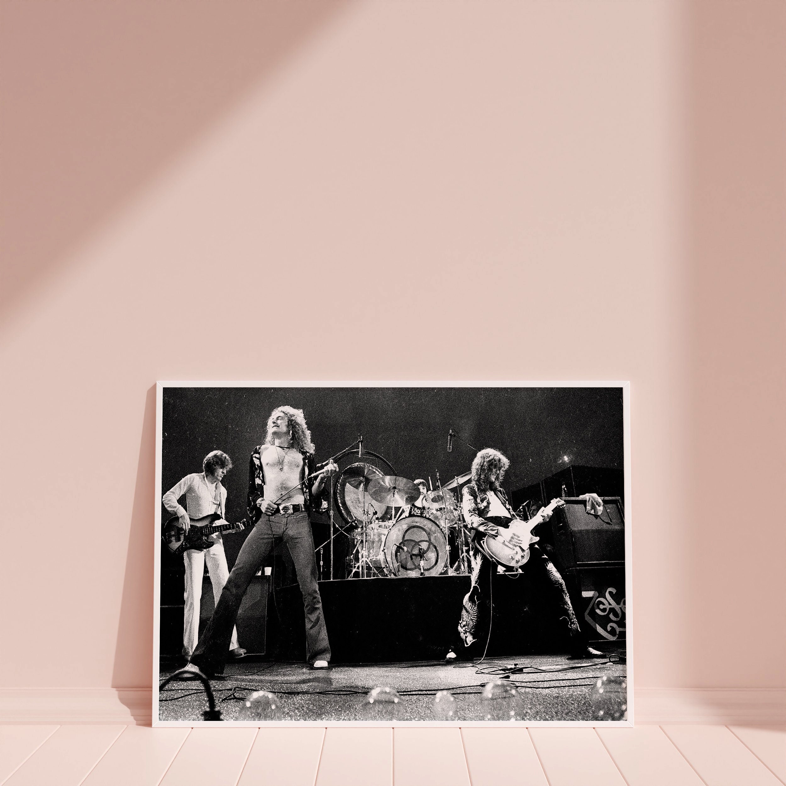 Led Zeppelin Wall Art / Black & White 1970s Music Band Canvas Wall Art