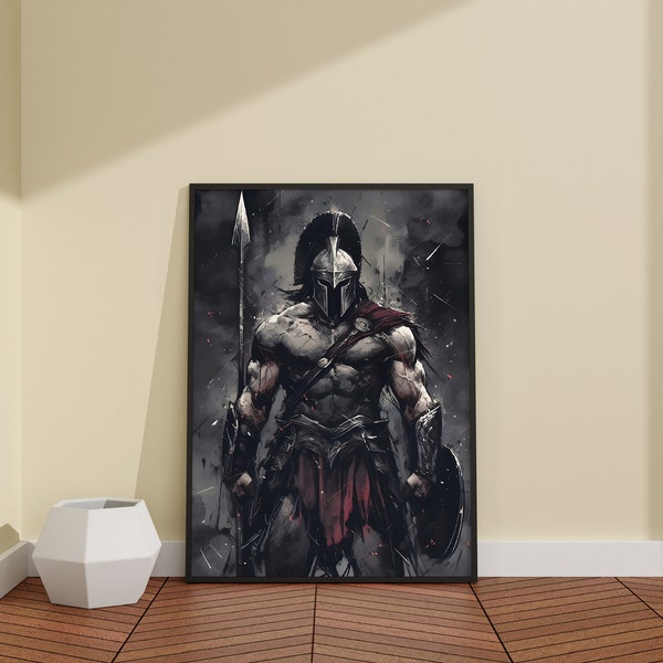 Spartaanse krijger decor / Spartaanse krijger canvas / Game Room Decor / Man Cave Wall Art / Decor van het oude Griekenland / Knight Warriors / Art Print