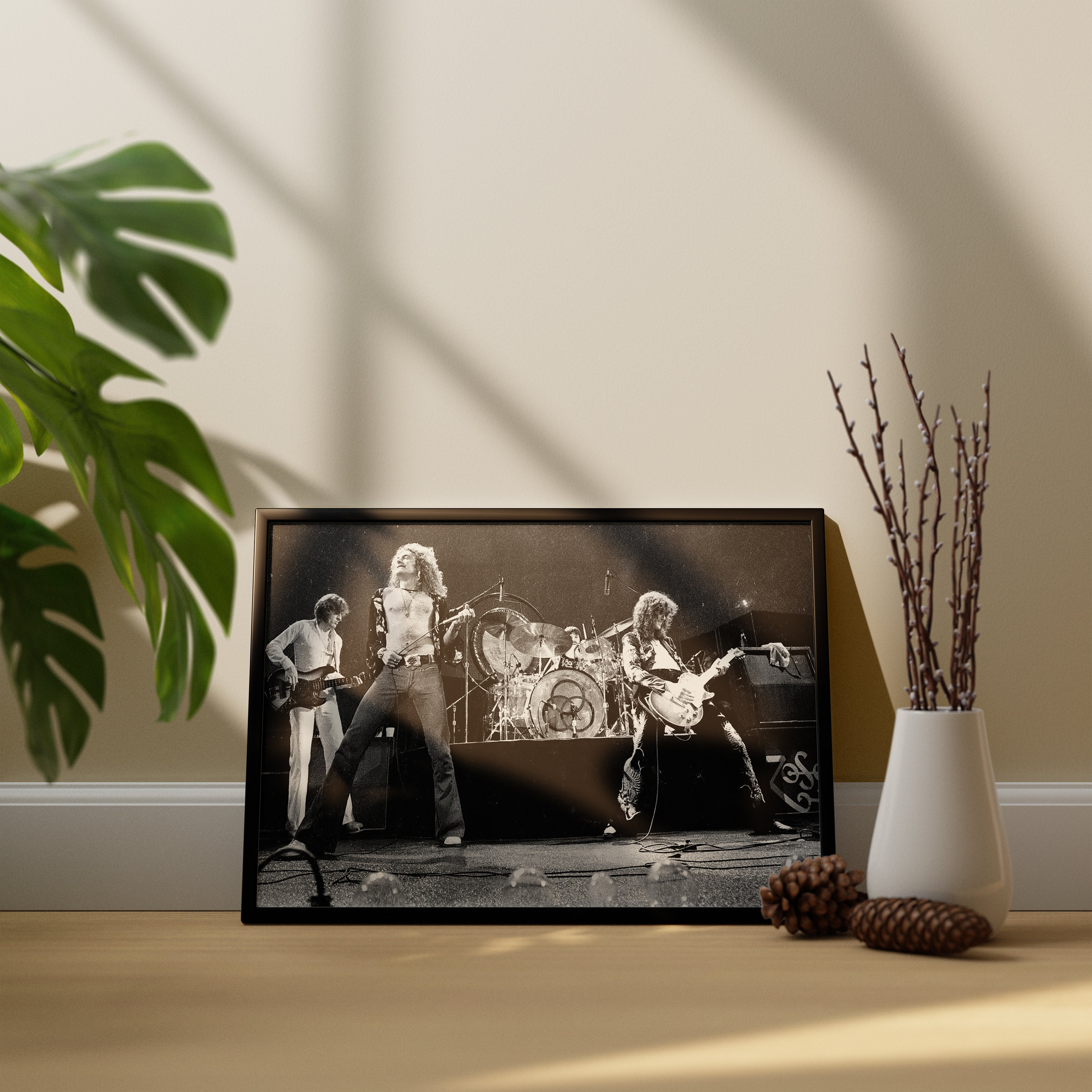 Led Zeppelin Wall Art / Black & White 1970s Music Band Canvas Wall Art