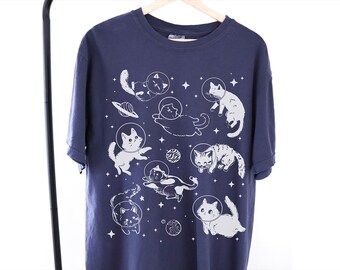 Retro Cats In Space Shirt Comfort Colors® TShirt Space Cat Shirt Cutecore Chonk Tee Funny Cat Shirt Cute Cat Shirt Cat Mom Shirt Cat Dad
