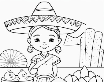 Cinco de Mayo para colorear para niños, Cinco de Mayo, dibujos para colorear, imprimibles