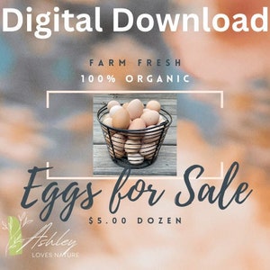 Farm Fresh Eggs For Sale Sign | Organic Chicken Decor | Instant Download