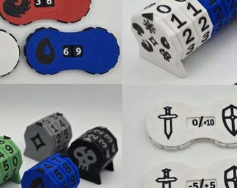 MTG Compatible 3D Printed Counters & Trackers Set – Life, Mana, +1/+1, Poison, Commander Zone – WUBRG Accessories