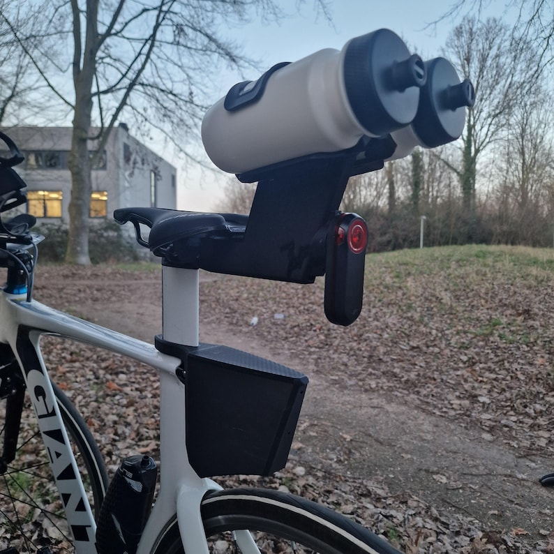 BTS Bottle Cage Holder | Universal saddle mount (Angled, Straight, Direct) | Aero Saddle Bottle Mount | Tri Bike Hydration System image 2