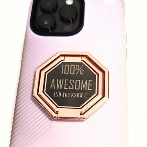Soporte para anillos personalizado, soporte para dedos plegable multiángulo con rotación de 360 grados para teléfono celular o tableta - Negro, oro rosa, plata