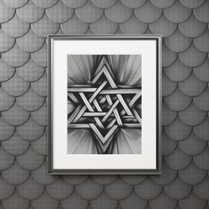 Reproducción Original de Estrella de David en 2023 Fine Art Prints (Marco de Papel Passepartout)