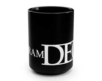 CoramDEO Black Mug, 15oz  Black Ceramic Material Glossy Finish Coffee Mug