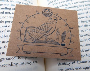 Pegatina para placa de libro Ex Libris de lechuza común