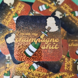 Adesivo glitterato Champagne Shit