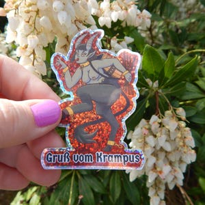 Lady Krampus glitter sticker
