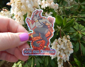 Lady Krampus glitter sticker