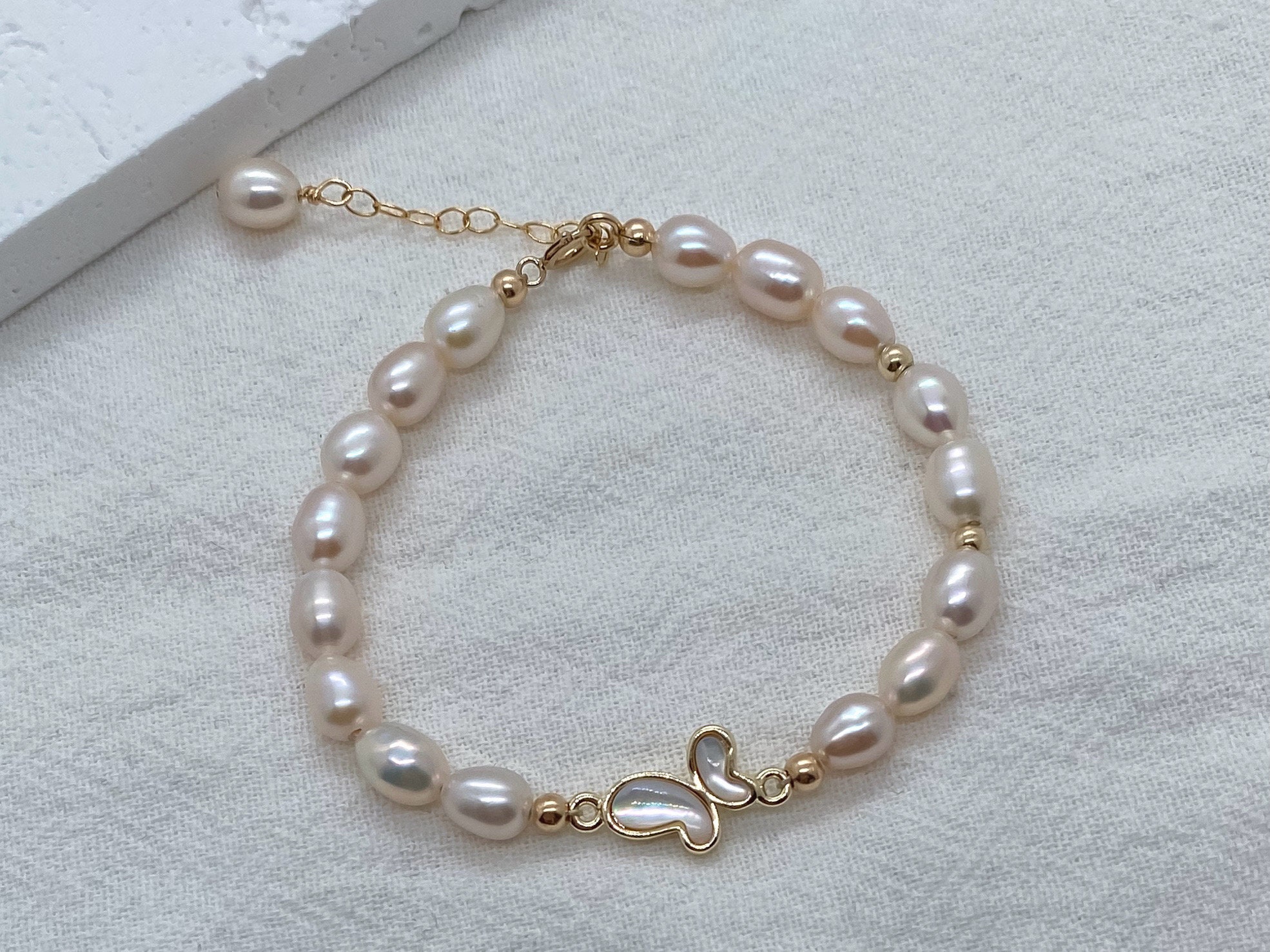Elegant Pearl Bracelet with Butterfly Charm Crystal Butterfly + Pearl Flex Cuff Bracelet – ALEX AND ANI main image 3
