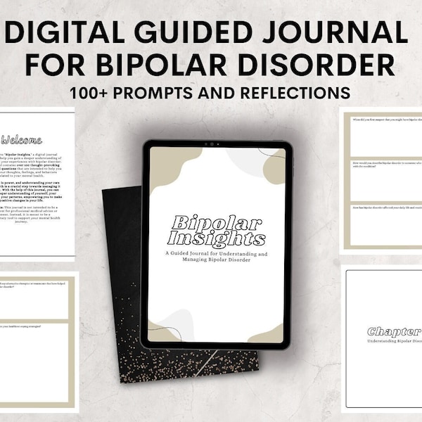 Bipolar Insights: 100+ Questions to Process Bipolar Disorder, Guided Mental Health Journal, Manic, Depression, Support Plan, PDF Printable