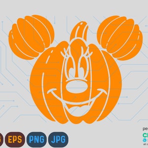 Peut inclure: Citrouille orange avec un visage de Mickey Mouse sculpté dedans. La citrouille a deux petites bosses sur le dessus qui ressemblent aux oreilles de Mickey Mouse.