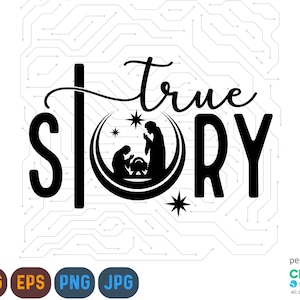 Historia verdadera SVG PNG, Nacimiento de Jesús Svg, Cristo Svg, Navidad religiosa Svg, Alegría al mundo Svg, Escena de la Natividad Svg, Historia verdadera Natividad Svg