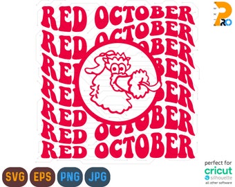 Rode oktober Svg, Png, Eps, rode oktober golvende tekst Svg, rode oktober Png, Instant Download, Cricut Svg