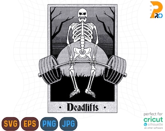 Svg Squelette Tarot, Svg Squelette Deadlift, Svg Fitness, Svg Gym Drôle, Svg Squelette, Svg Entraînement, Chemise Musculation Svg, Svg Squelette Drôle
