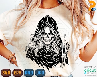 Svg & Png squelette féminin, Png tête de mort majeur, tête de mort Svg, Lady Reaper Svg, Png majeur, tatouage tête de mort Svg, fichier coupé