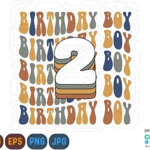Retro Geburtstag Junge svg, 2. Geburtstag svg, Geburtstagsjungen Png, Geburtstag Shirt svg geschnitten Datei für Silhouette, Cricut Maschinen svg, 2 Jahre svg Png