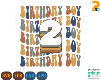 Retro Birthday Boy Svg, 2nd Birthday Svg, Birthday Boy Png, Birthday Shirt Svg Cut File For Silhouette, Cricut Machines Svg, 2 Years Svg Png