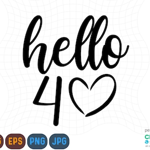 Hello Forty Svg, 40th Birthday Svg, Birthday Gift Svg, 40 Years Old Shirt Svg, Silhouette, Cricut Cut Files, File vettoriali, Download digitale