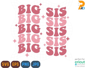 Big Sis Svg, Svg de grande soeur, Svg pour enfants, Svg pour enfants, Svg de filles, Svg de famille, Svg empilés ondulés, Png de grande soeur, Silhouette Cricut