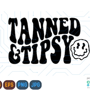 Tanned & Tipsy Svg, Tanned and Tipsy svg, Pink and Green Tipsy svg, Beach Trip svg, Girls Trip svg, Drunk svg for Cricut, Vacation Mode