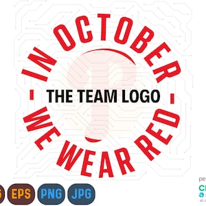 in october we wear red svg, october svg, baseball svg, we wear red svg, png files, instant download without watermark, october png