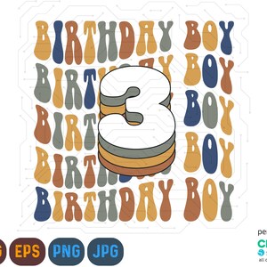 Retro Geburtstag Junge svg, 3. Geburtstag svg, Geburtstagsjungen Png, Geburtstag Shirt svg geschnitten Datei für Silhouette, Cricut Maschinen svg, 3 Jahre svg Png