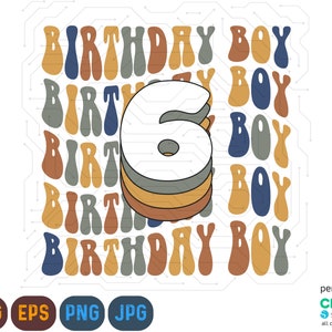 Retro feestvarken Svg, 6e verjaardag Svg, feestvarken Png, verjaardag Shirt Svg gesneden bestand voor silhouet, Cricut Machines Svg, 6 jaar Svg Png