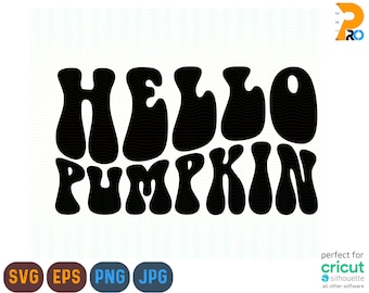 Bonjour citrouille SVG, automne SVG, automne svg, automne PNG, rétro svg, ondulé empilé svg, Groovy automne Sublimation Design, citrouille couper fichier pour Cricut