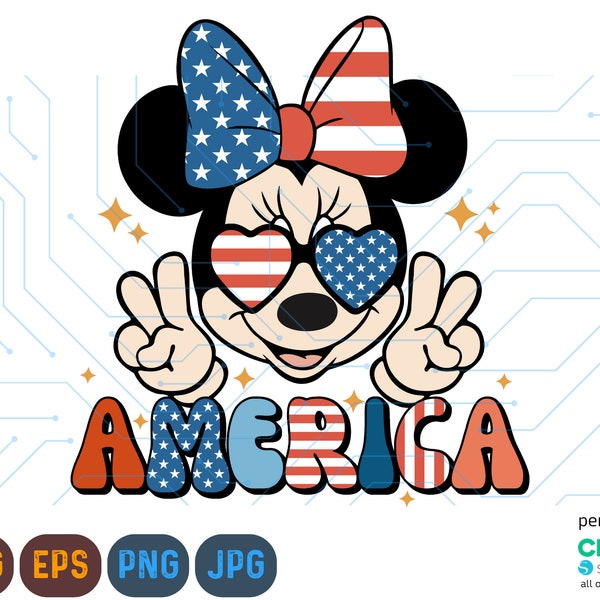 4th of July SVG, Magical Fourth of July Png Sublimation, Retro Patriotic Mouse Svg, Independence Day Png, America PNG Sublimation