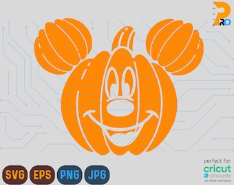 Halloween Pumpkin Mouse Head Svg, Halloween Svg, Trick Or Treat Svg, Spooky Vibes Svg, Boo Svg, Fall Svg, Svg, Svg For Cricut, Sublimation